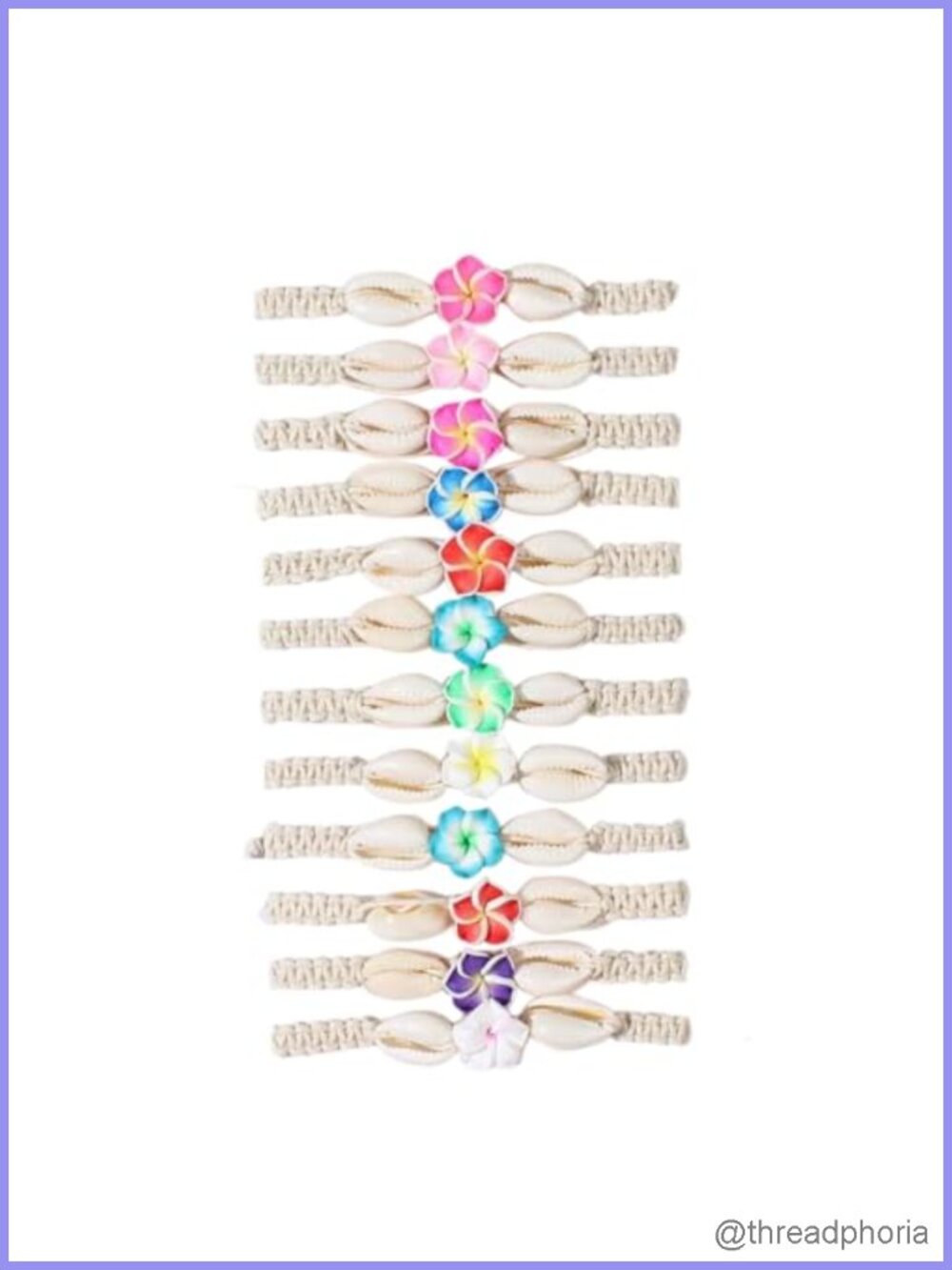 12Pc Seashell Bracelets Set Handmade Flower Starfish Boho Beach Vacation